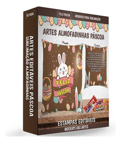 Pack Artes Páscoa Sublimação Almofadinhas Chocolates Mockups