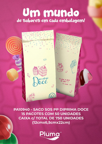 Saco De Papel Kraft Doces Delivery Pp 12x6,5x22 100 Unidades