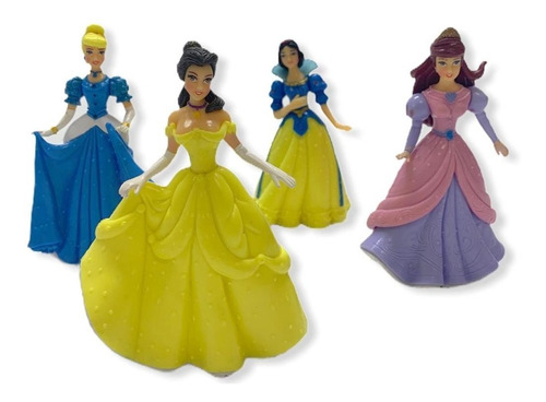 Kit 4 Bonecas Princesas Disney Pvc Brinquedo Ariel Cinderela