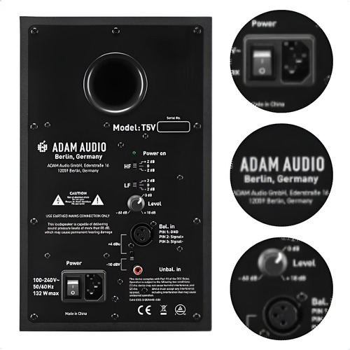 Par De Monitores Adam Audio T5v + Par De Cabos 3,05m