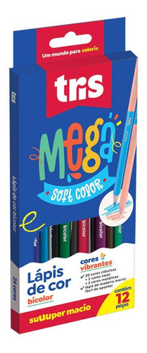 Lapis De Cor Tris Mega Soft Color Bicolor 12 Lapis 24 Cores