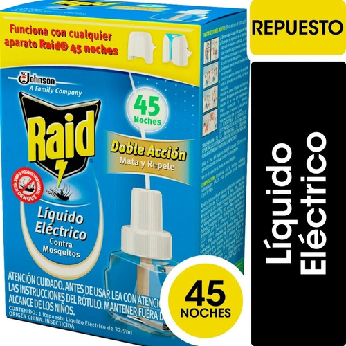 Repuesto Raid Líquido 45 Noches X6unidades