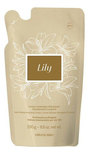  Creme Hidratante Para Corpo Lily Tradicional Creme Acetinad