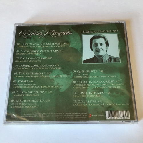 Cd Doménico Modugno - Canciones Y Recuerdos (2013)
