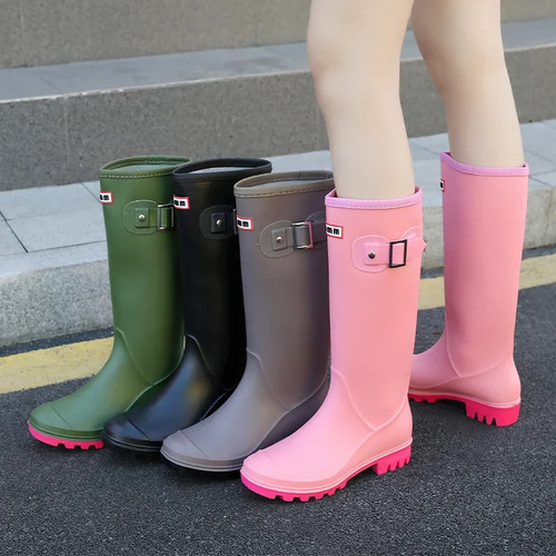 Botas De Lluvia Impermeables De Punto Alto Para Mujer, Estil
