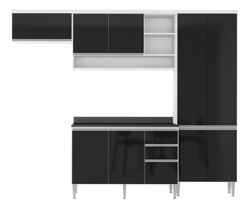 Mueble Cocina Alacena Y Bajomesada Color Negro Artis