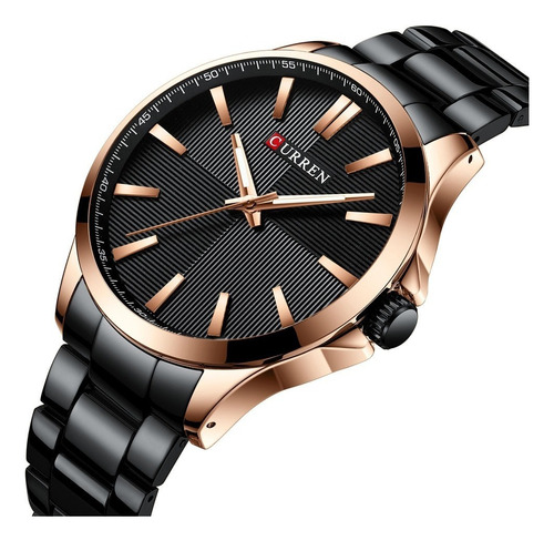 Reloj analógico Curren 8322 para hombre, negro y rosa