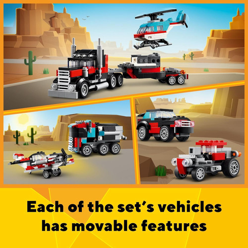 Juguete Lego Creator 3 En 1 Camión De Plataforma Plana Co...