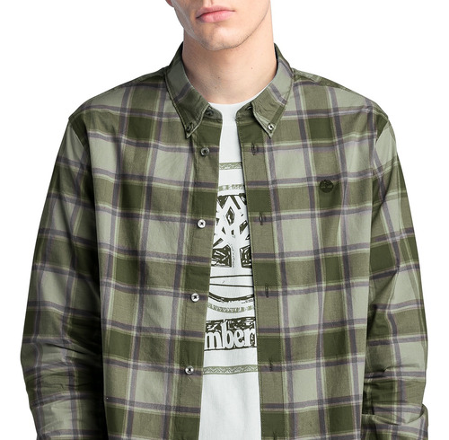 Camisa Timberland Café Manga Larga A68k7 Hombre