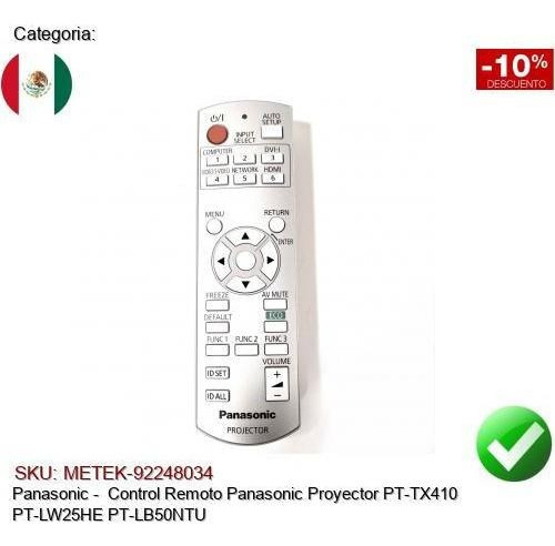 Control Panasonic Proyector Pt-tx410 Pt-lw25he Pt-lb50ntu