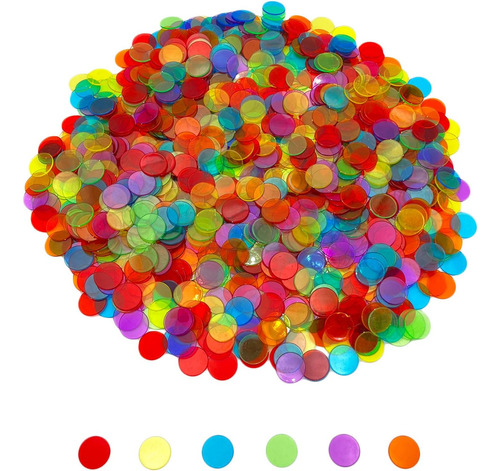 1000 Fichas De Conteo De Bingo Transparentes De 6 Colores De
