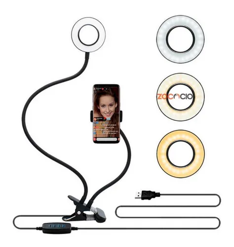 Soporte Profesional 2 En 1 Para Celular Más Lampara Luz Led