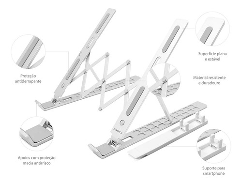 Suporte Para Notebook Com Apoio Para Celular Ergo