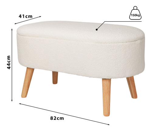 Taburete Otomano Largo De Tela Teddy Para Sala Y Recámara