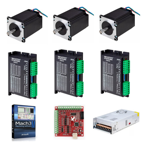 Kit Cnc 3 Motores Paso A Paso Nema 23 2nm Driver M542 Fuente