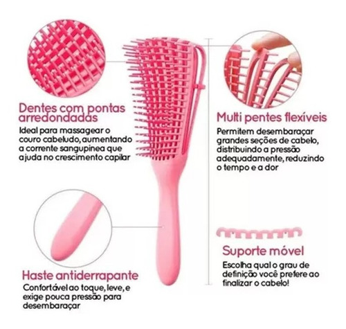 Escova Para Cabelo Cacho Pente Polvo Todo Cabelo Desembaraça