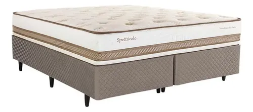 Cama Box King Herval Spettácolo, Molas Ensacadas, 74x193x203 Cor Branco e Bege