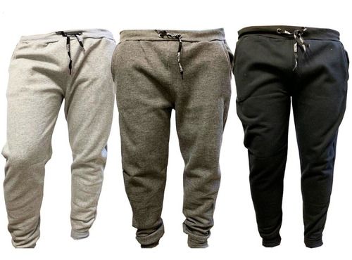 Kit C/3 Calças Jogger Moletom  Skinny Academia Masculina   