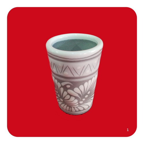 Imagen 6 de 6 de Set 60 Tequileros De Talavera Poblana Gris Blanco Shot 50 Ml