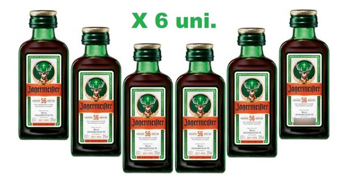 6x Jagermeister 20ml Botella Vidrio Miniatura Colección