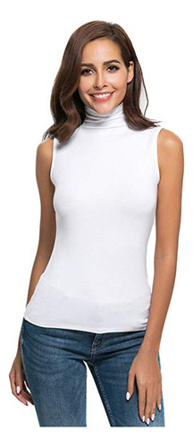 Blusa Top Liso Manga Para Mujer Camiseta Cuello Alto Camisa