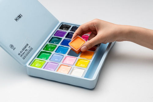 Miya Himi Gouache: 24 Colores/30ml + 3 Pinceles - Azul Hielo