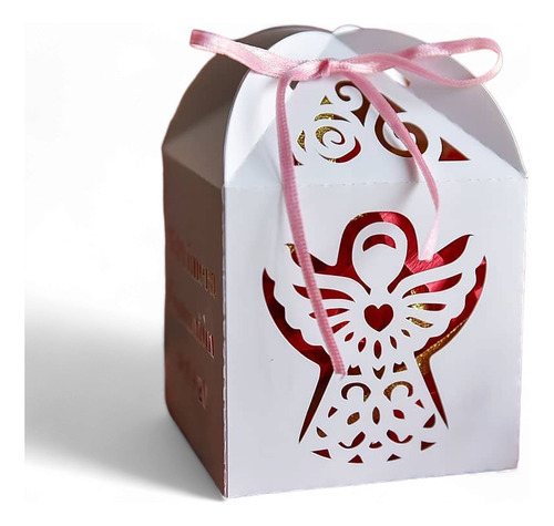 10 Cajas Caladas Angel 10x17cm Personalizadas Comunión Baut