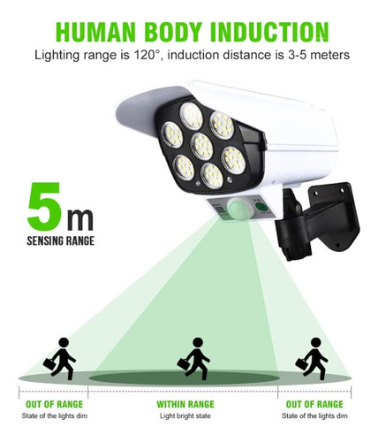 Lampara Luz Solar Simulador Camara Ip Sensor Movimiento2178t