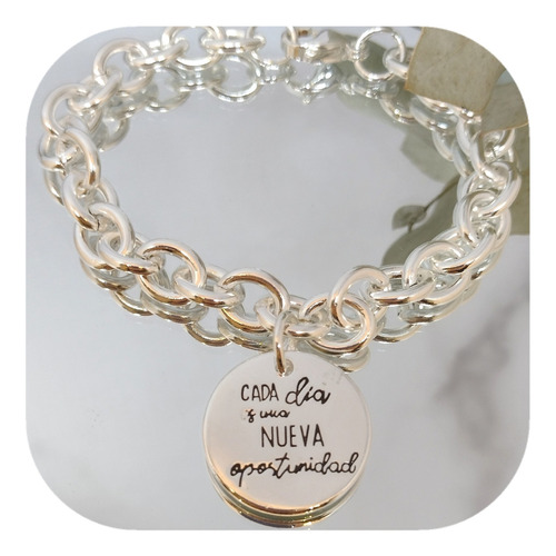 Pulsera Acero Blanco Frase Cada Día Es Una Nueva Oportunidad