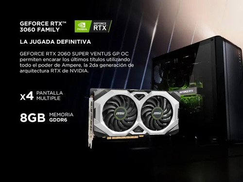 Placa de video Nvidia MSI Ventus GeForce RTX 20 Series RTX 2060 SUPER GEFORCE RTX 2060 SUPER VENTUS GP OC OC Edition 8GB