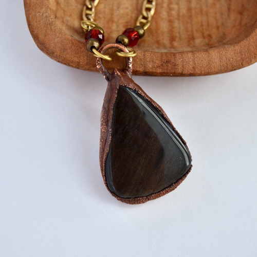 Collar Obsidiana Dorada, Piedra Preciosa Natural , Cod1