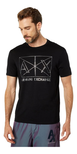 A|x Armani Exchange Polera Ajustada Con Logo De Líneas Par