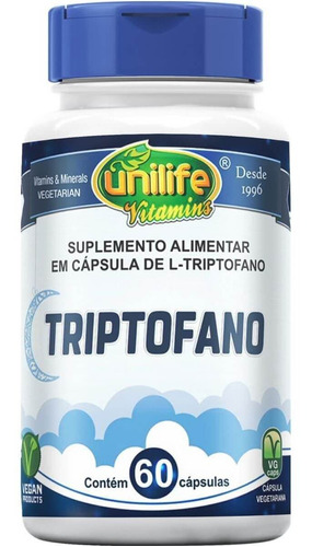 Suplemento Em Cápsulas Unilife Encapsulados L-triptofano Vitaminas Em Pote De 200g 60 Un