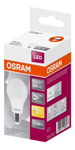 Lámpara Foco Led Osram Luz Cálida 7w=60w Pack X 40