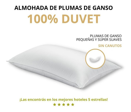 Almohada Pluma 100% Duvet Premiun 50 X 70 Peso 950grs