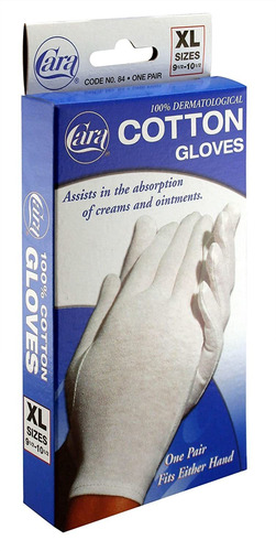 Guantes Dermatológicos De Algodón Cara, Extragrandes, 1 Par,