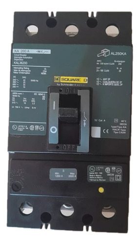 Interruptor Termomagnetico Kal36200 3p. 600v. 200amp Squared