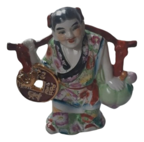 Adorno Porcelana China Buda De La Abundancia 16 Cm