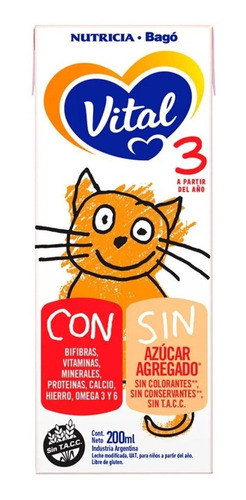 Leche de fórmula líquida Nutricia Bagó Vital 3 por 30 unidades de 200mL