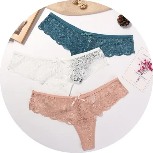 3 Pz Tangas Bragas Ropa Interior De Encaje Lencer a Sexy