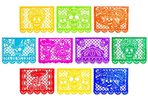Plástico Picado, Muertos A La Mexicana, 10 Tiras, Multicolor
