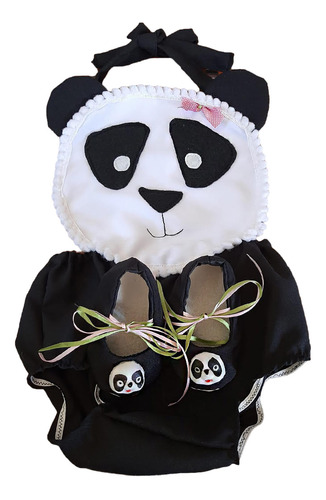 Disfraz Oso Panda Completo: Body/ Tutu, Vincha, Zapatos.
