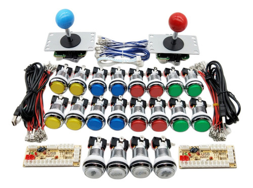 Botones Arcade Clásicos Y Mando De Joystick Para 2 Jugadores