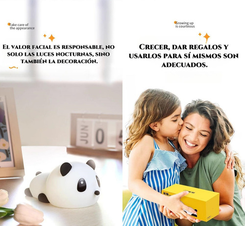 Luz De Noche 3 Niveles Regulable,lámpara Led Animal Lampara Luna Lampara Recargable Led Lampara De Buro Luces Let Panda Lampara De Escritorio Flexible 37v