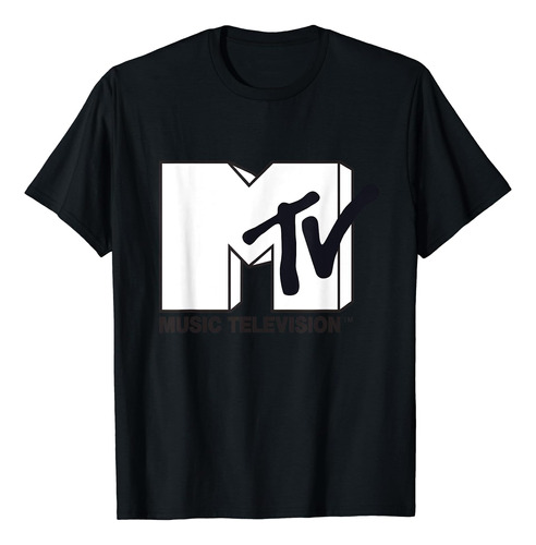 Polera Con Logotipo De Mtv Con Relleno Blanco Y Tinta Negr