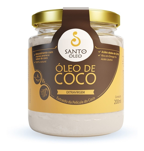 Óleo De Coco Extra Virgem De Película 200ml Santo Óleo