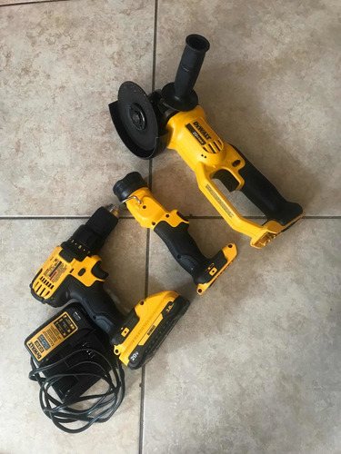 Dewalt 20v Esmeriladora, Bafer, Lámpara Y Taladro 20v (Usado)