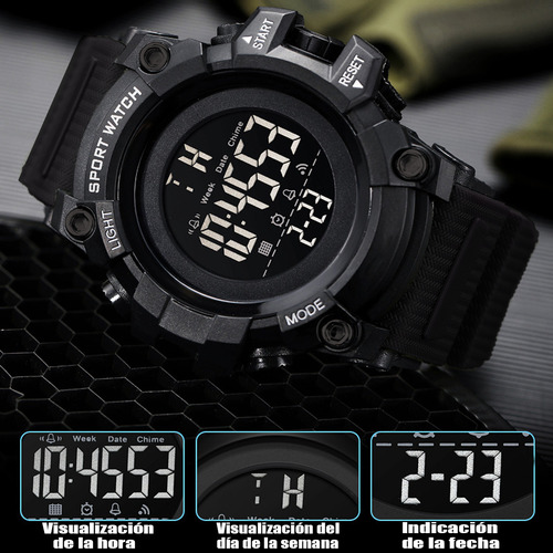 Reloj Hombre Resistenteagua Con,hora,fecha,alarma,cronómetro