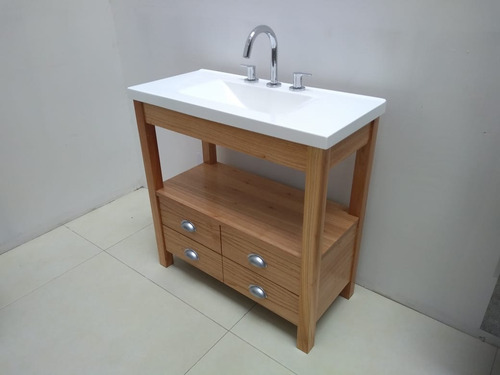 Imagen 4 de 6 de Vanitory Tono Miel 82cm X 38 4 Cajones Telescopicas Fichero