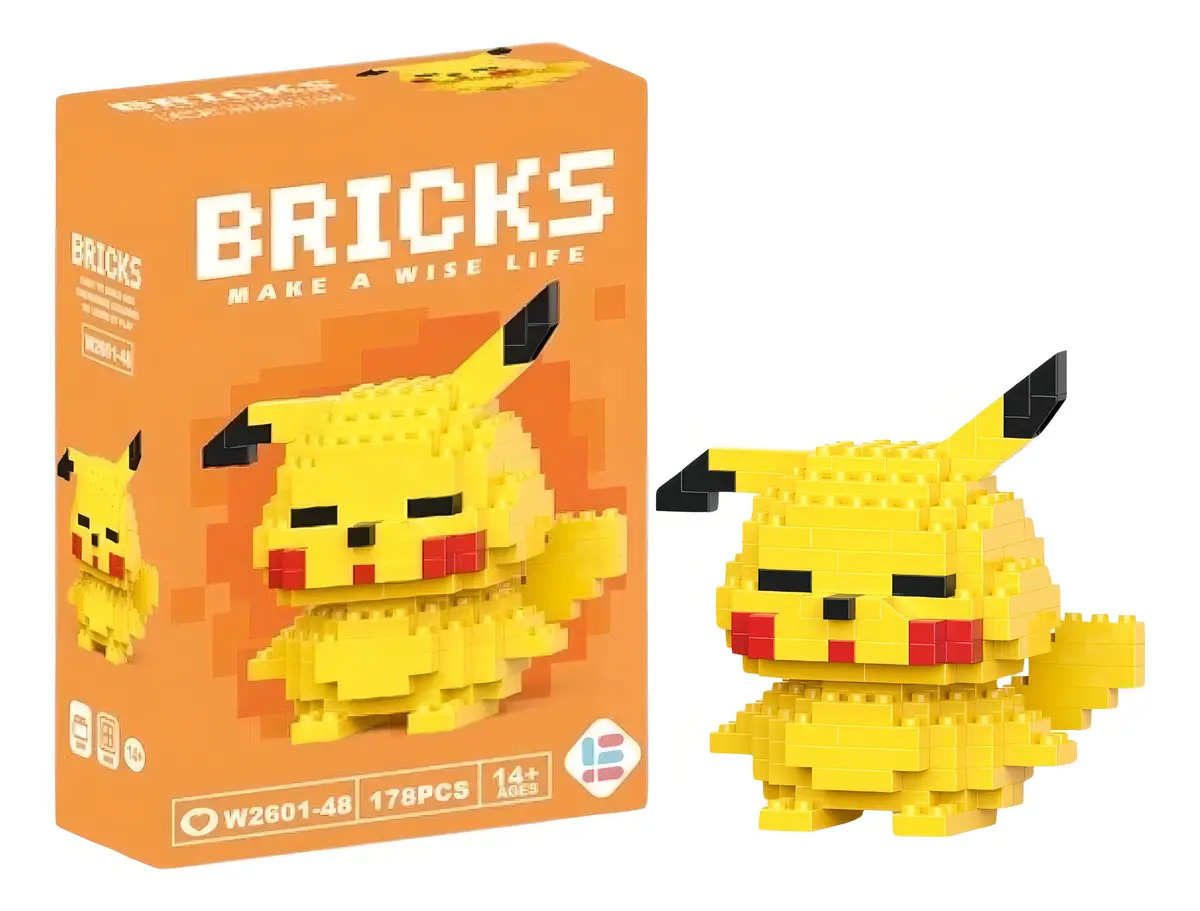 Brinquedo Bloco De Montar Personagens Desenho Animado Quantidade De Peças 178 Versão Do Personagem Pikachu